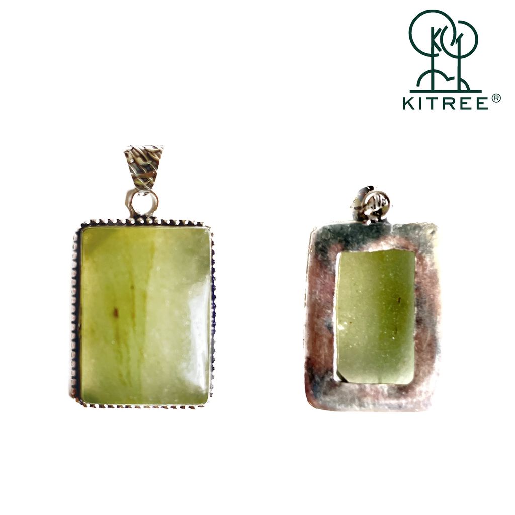 KITREE NATURAL GREEN AVENTURINE CRYSTAL PENCIL PENDENT WITH CHAIN FOR UNISEX 5 CM APPROX. (COLOR LIGHT GREEN)