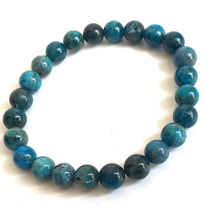 KITREE NATURAL APATITE CRYSTAL BRACELET 8MM ROUND FOR UNISEX (COLOR BLUE)