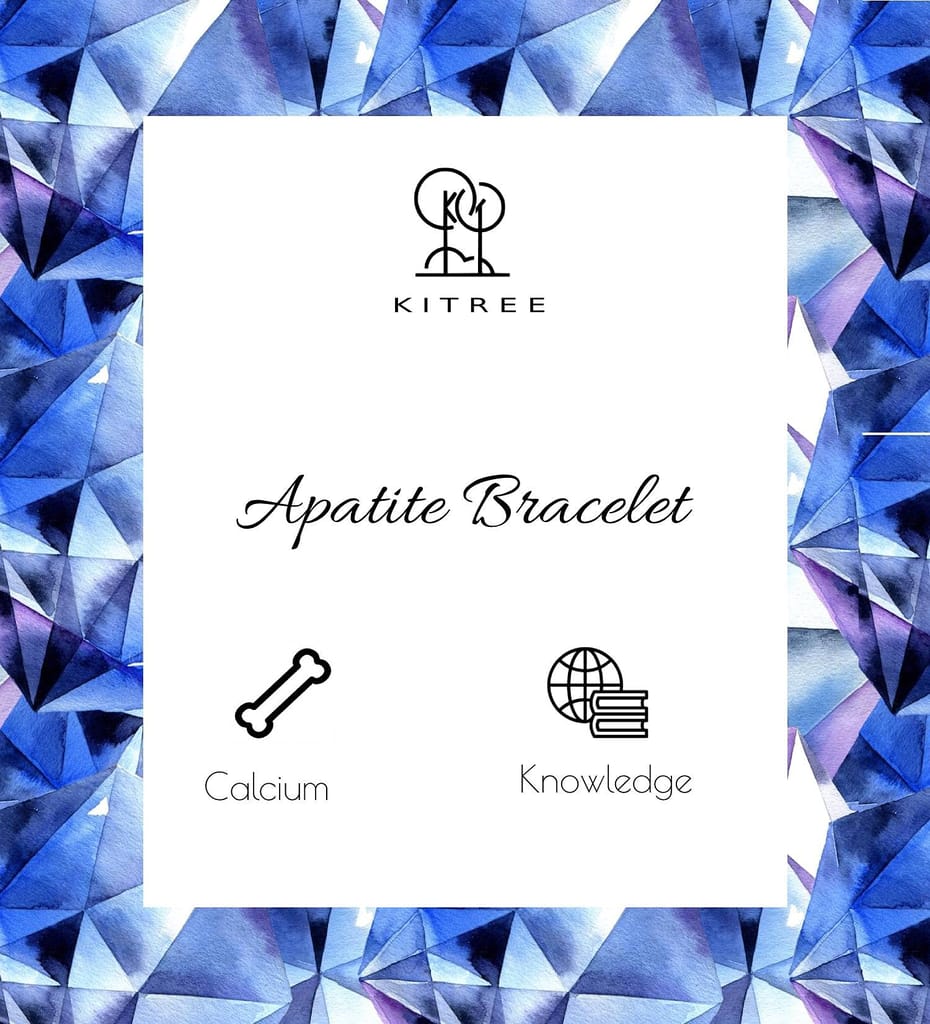 KITREE NATURAL APATITE CRYSTAL BRACELET 8MM ROUND FOR UNISEX (COLOR BLUE)