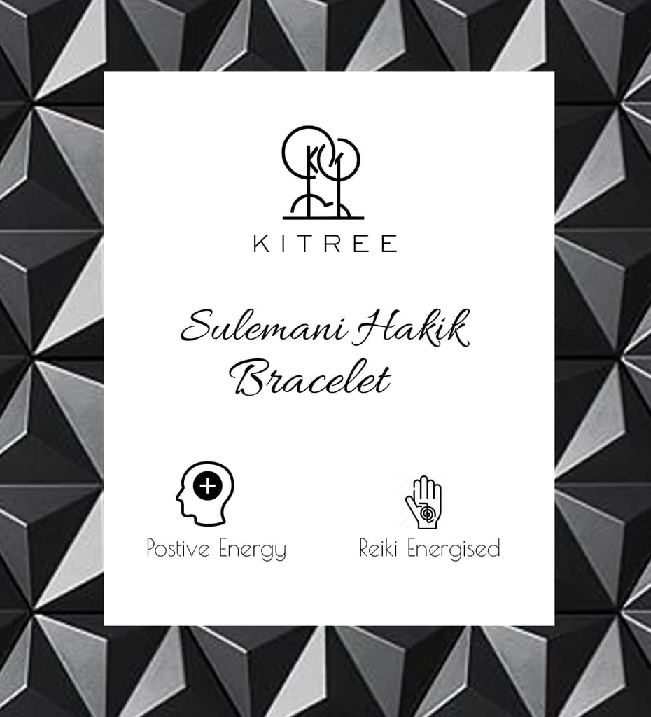 KITREE NATURAL SULEMANI HAKIK BRACELET 8MM ROUND FOR UNISEX (BLACK COLOR)