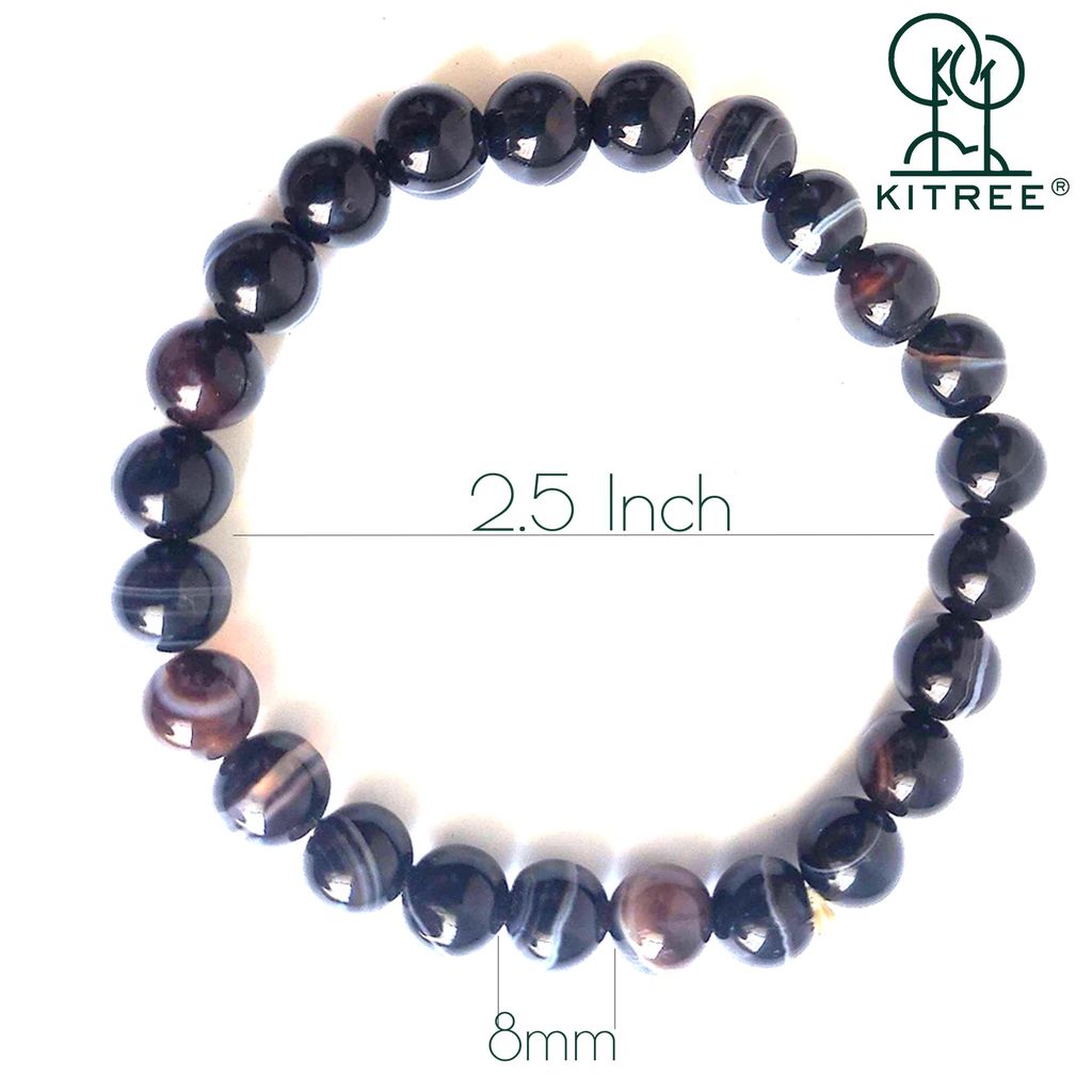 KITREE NATURAL SULEMANI HAKIK BRACELET 8MM ROUND FOR UNISEX (BLACK COLOR)