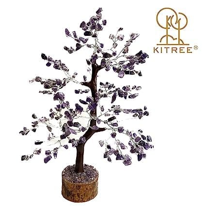 KITREE Natural Amethyst Crystal Stone Tree 300 Beads (Purple)
