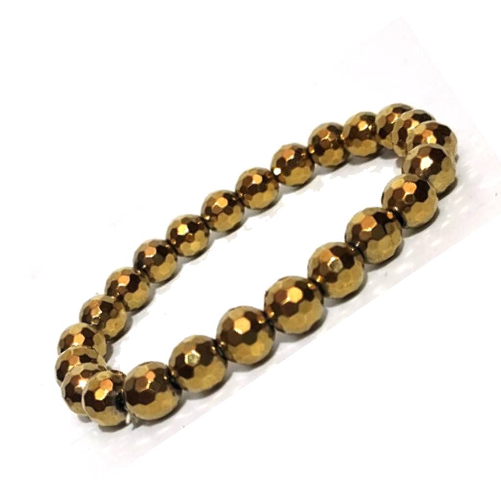 KITREE NATURAL GOLDEN HEMATITE FENG-SHUI REIKI HEALING BRACELET 8 MM ROUND SHAPE FOR MENS AND WOMENS (COLOR GOLDEN)