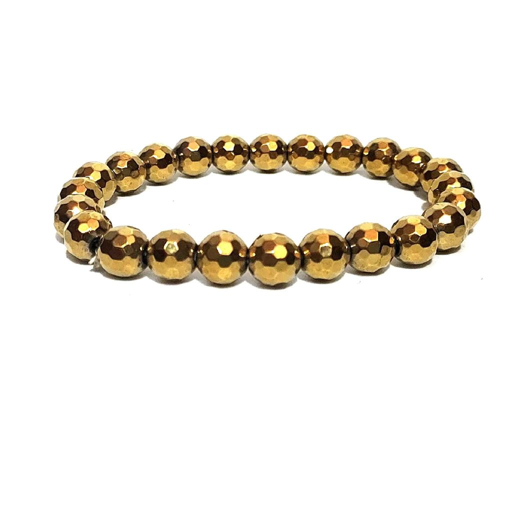 KITREE NATURAL GOLDEN HEMATITE FENG-SHUI REIKI HEALING BRACELET 8 MM ROUND SHAPE FOR MENS AND WOMENS (COLOR GOLDEN)
