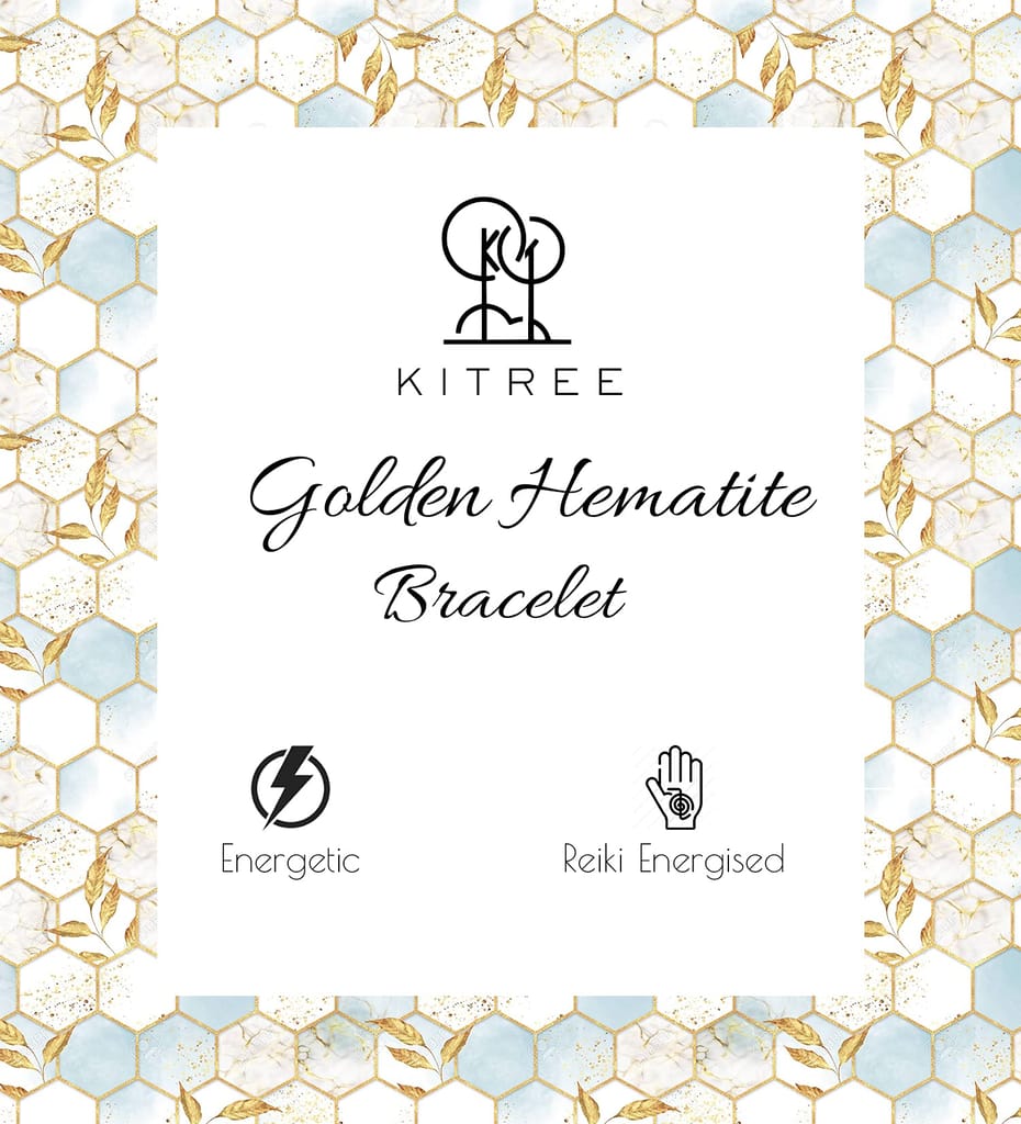 KITREE NATURAL GOLDEN HEMATITE FENG-SHUI REIKI HEALING BRACELET 8 MM ROUND SHAPE FOR MENS AND WOMENS (COLOR GOLDEN)