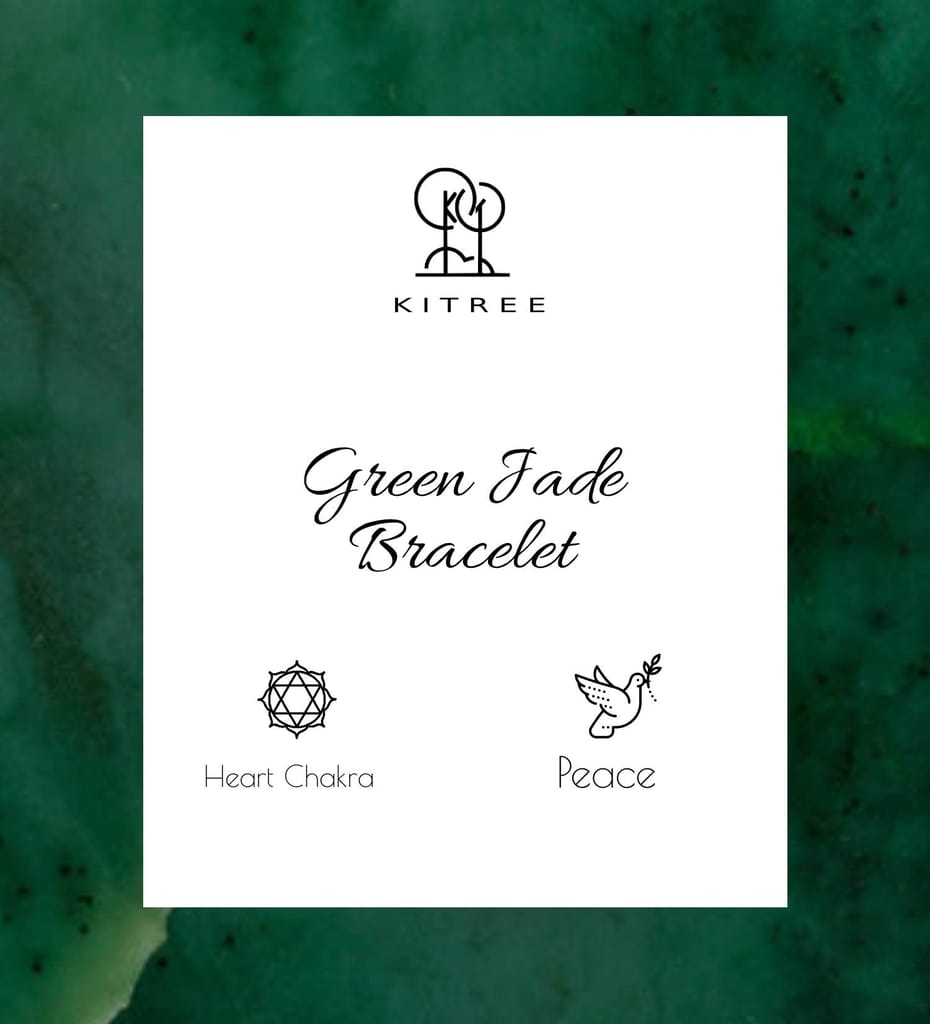 KITREE NATURAL GREEN JADE CRYSTAL REIKI HEALING FENG -SHUI BRACELET 8MM ROUND FOR MENS AND WOMEN (COLOR DARK GREEN)