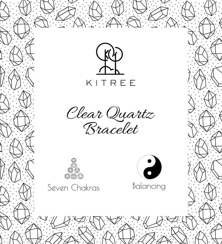 KITREE NATURAL CLEAR QUARTZ CRYSTAL BRACELET 8MM ROUND FOR UNISEX(WHITE COLOR)