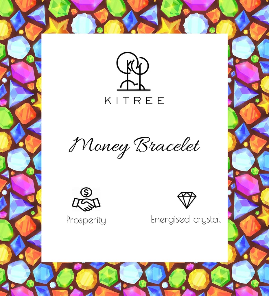 KITREE MONEY CRYSTAL BRACELET 8MM ROUND WITH LUCKY CHARMS FOR UNISEX (MULTI COLOR)