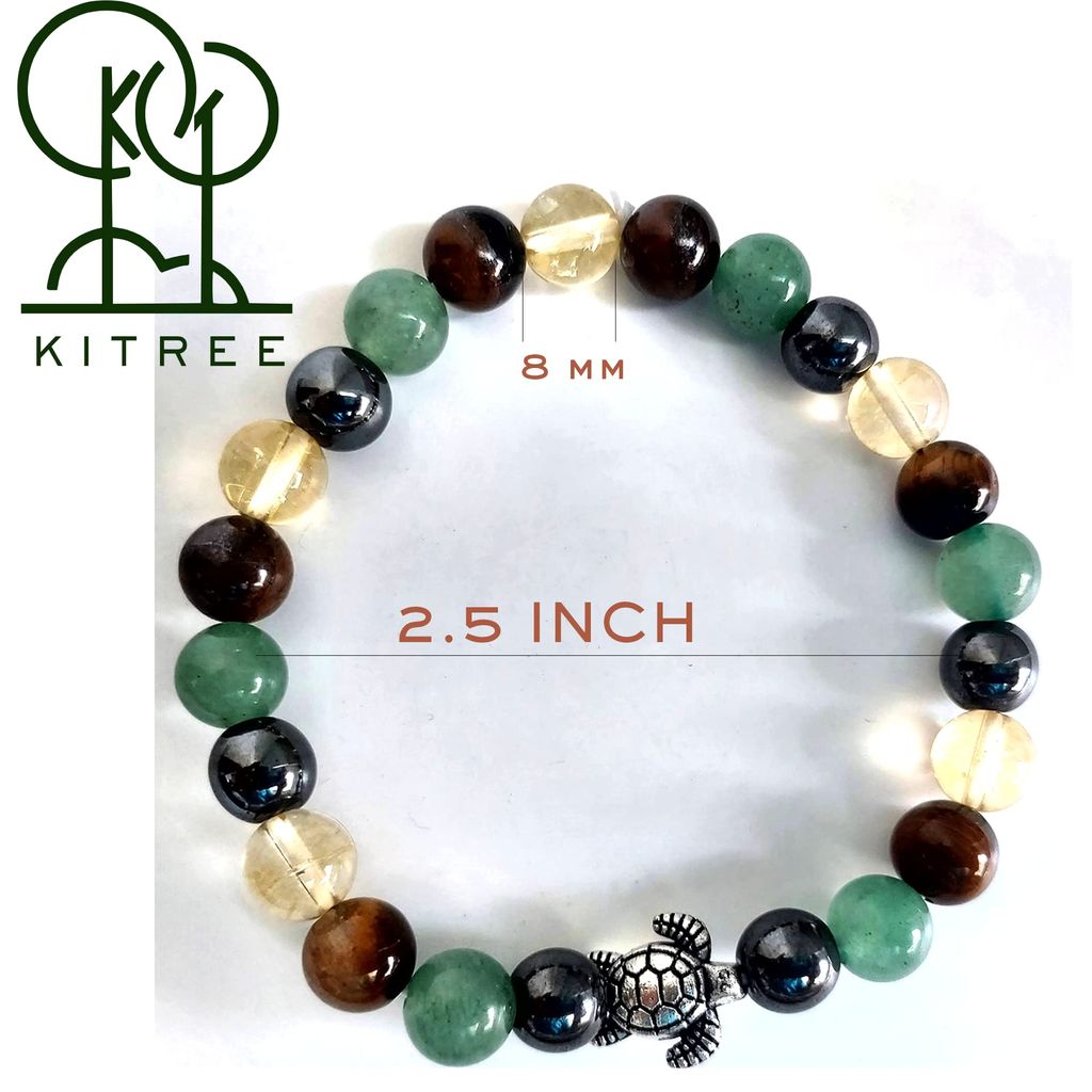 KITREE MONEY CRYSTAL BRACELET 8MM ROUND WITH LUCKY CHARMS FOR UNISEX (MULTI COLOR)