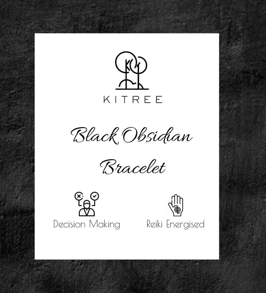 KITREE ENERGISED NATURAL BLACK OBSIDIAN CRYSTAL BRACELET FOR MENS AND WOMENS (COLOR BLACK)