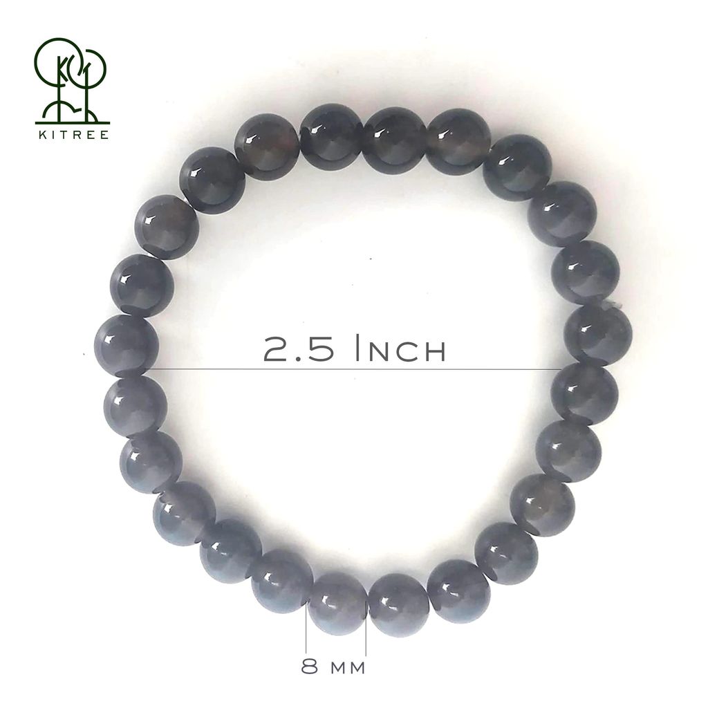 KITREE ENERGISED NATURAL BLACK OBSIDIAN CRYSTAL BRACELET FOR MENS AND WOMENS (COLOR BLACK)