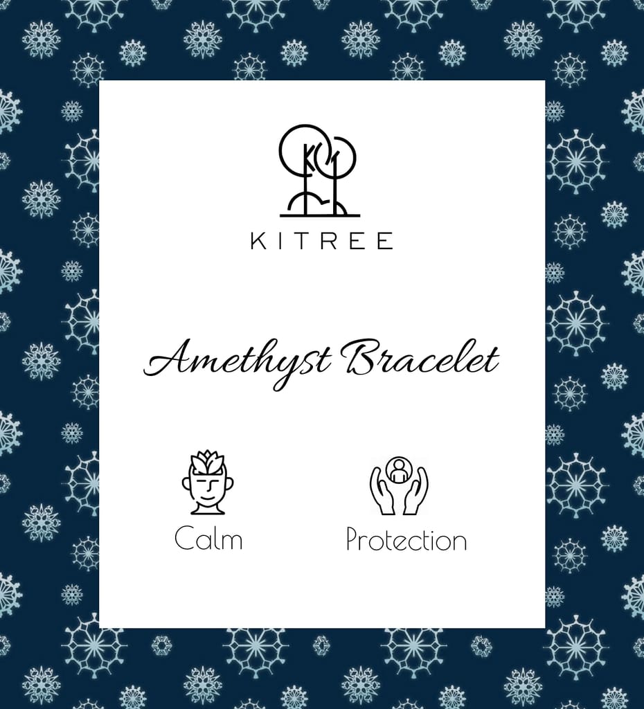 KITREE NATURAL AMETHYST CRYSTAL BRACELET 8MM ROUND SHAPE FOR UNISEX (COLOR PURPLE)