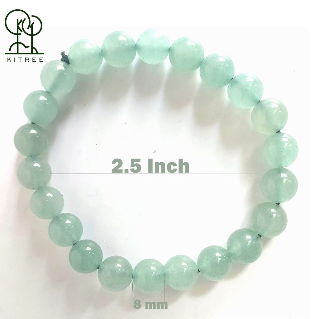 KITREE NATURAL GREEN AVENTURINE CRYSTAL BRACELET 8MM ROUND FOR UNISEX (COLOR LIGHT GREEN)