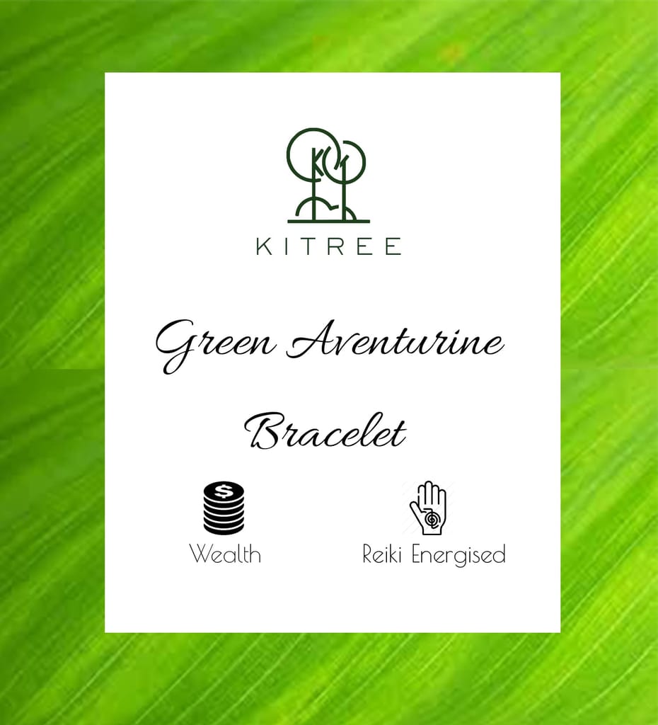 KITREE NATURAL GREEN AVENTURINE CRYSTAL BRACELET 8MM ROUND FOR UNISEX (COLOR LIGHT GREEN)