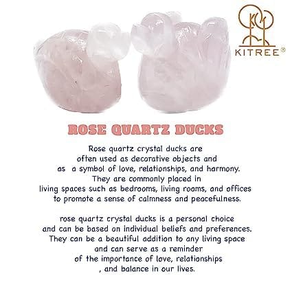 KITREE Handcrafted Natural Rose Quartz Love Ducks Pair Rose Quartz Male & Female Duck Pair Mandarin Duck Pair Pink Ducks Love Ducks Attract Love and Passion (White, Size: 4 x 6 cm)