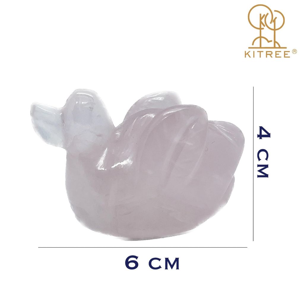 KITREE Handcrafted Natural Rose Quartz Love Ducks Pair Rose Quartz Male & Female Duck Pair Mandarin Duck Pair Pink Ducks Love Ducks Attract Love and Passion (White, Size: 4 x 6 cm)