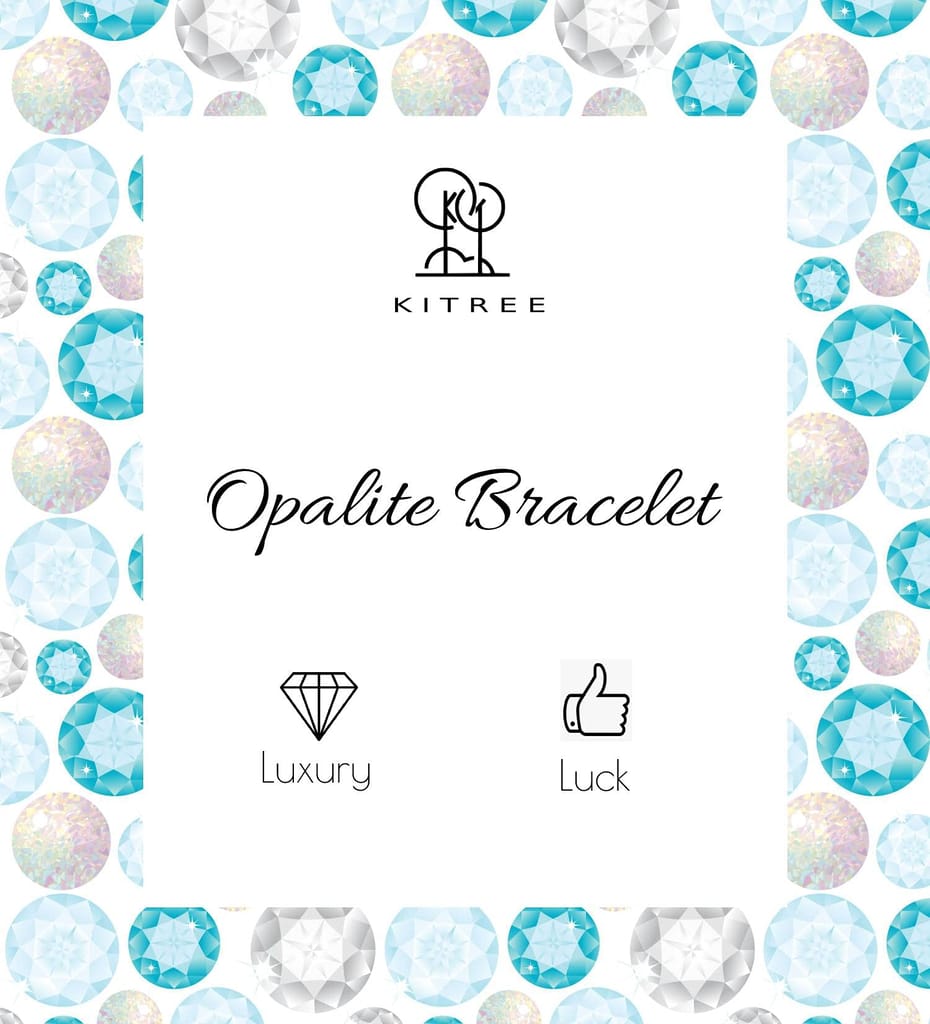 KITREE NATURAL OPALITE CRYSTAL BRACELET 8MM ROUNDFOR UNISEX (COLOR OFF WHITE)