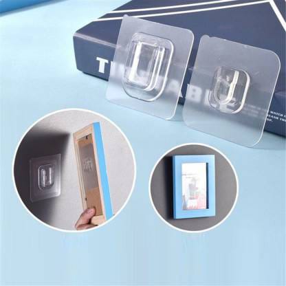 ZURU BUNCH Double-Sided Waterproof and Oil-Proof Self-Adhesive Wall-Sticking Hooks Without Punching & Nails, Transparentq
