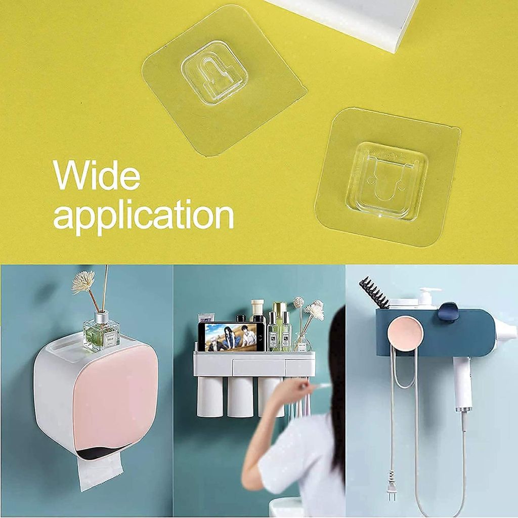 ZURU BUNCH Double-Sided Waterproof and Oil-Proof Self-Adhesive Wall-Sticking Hooks Without Punching & Nails, Transparentq