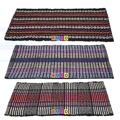 AMRO Beautility NEEDS Combo Offer Cotton Door Mat Set of 3 Pieces, Water Absorbent, Durable, Unique for Bedroom, Living Room, Kitchen, Bathroom Size (40 X 60 cm)