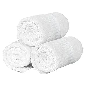 TOTAL SOLUTION Cotton Face Towel|Super Absorbent & Soft Material|Antibacterial Treatment, Pack of 3, White, 400 GSM