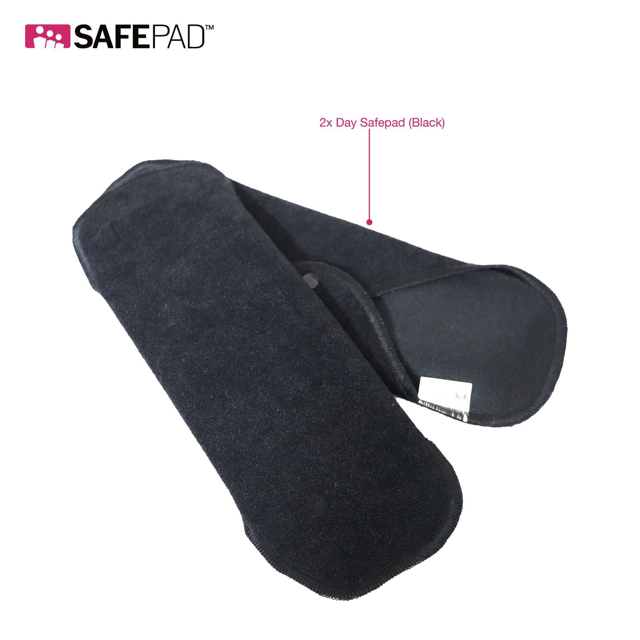 SAFEPAD REUSABLE & ANTIMICROBIAL SANITARY PADS (2 - DAY PAD - BLACK )