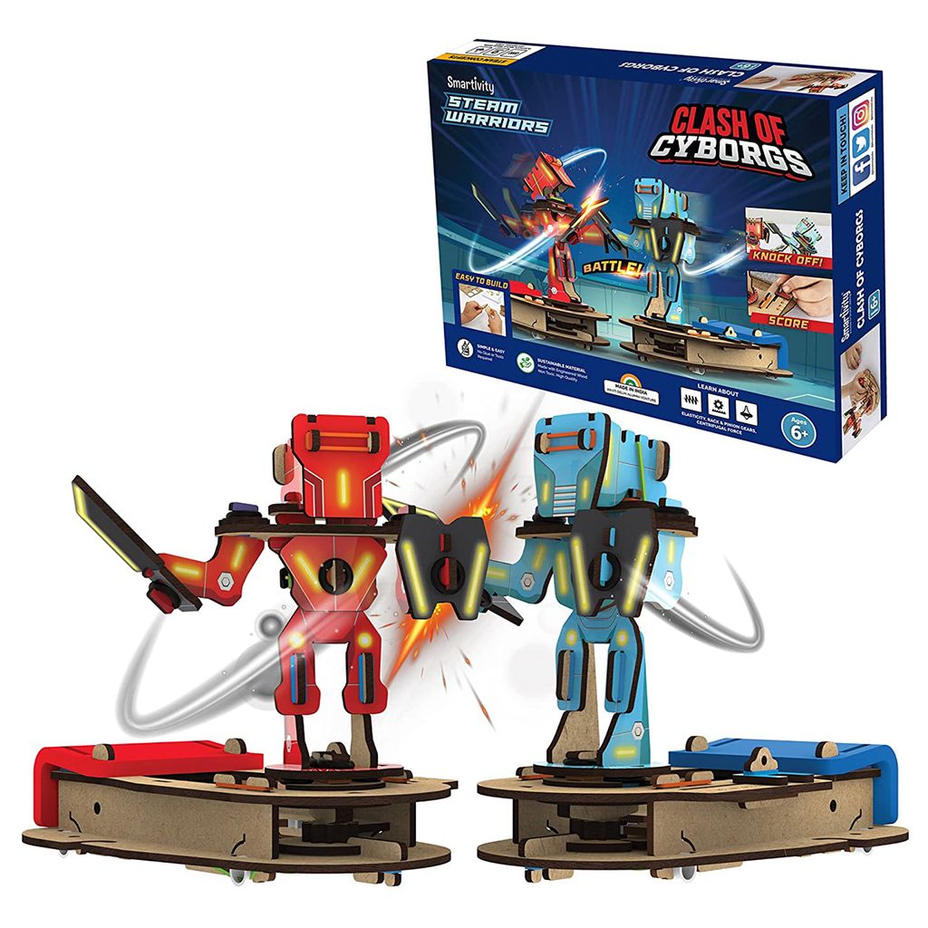 Smartivity Clash of Cyborgs STEM DIY Fun Fighting / Battle Multiplayer Toys | Birthday Gift for Boys & Girls 6-8-10-12-14 | Arcade Game for Kids | Learn Science Engineering Project | Made in India - Toys and Games | Buy online on ZillyBuy
