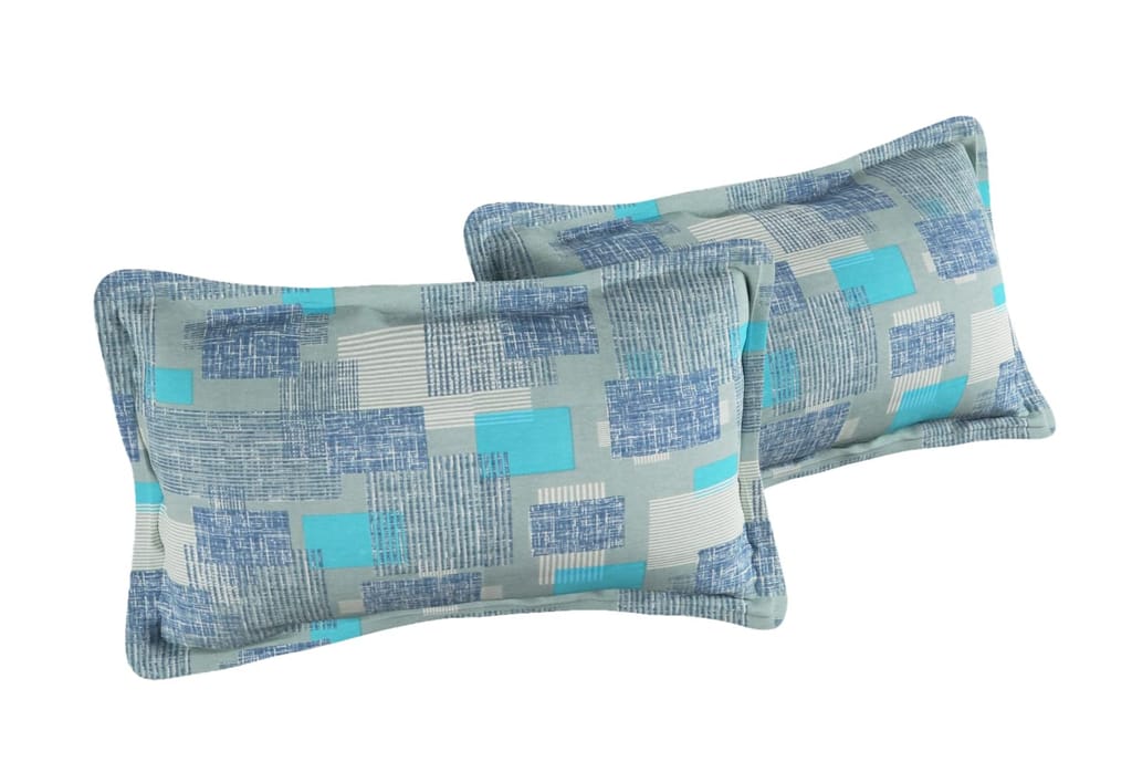 HOME PLUS STUDIO 120 TC Rich Cotton Flat Bedsheet for Double Bed with 2 Pillow Covers | 90x100 inch | Design Abstract | Color - Grey |