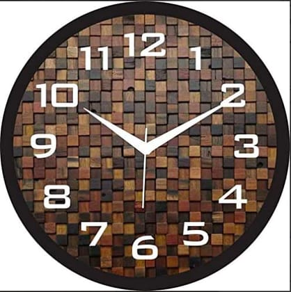 Generic 12-inch Square Design Plastic & Glass Wall Clock , Multicolour