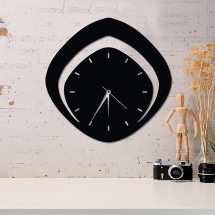 Dbeautify Unique Design Wooden MDF Analog Wall Clock in Black Color (Dial Size-11.5 Inches)