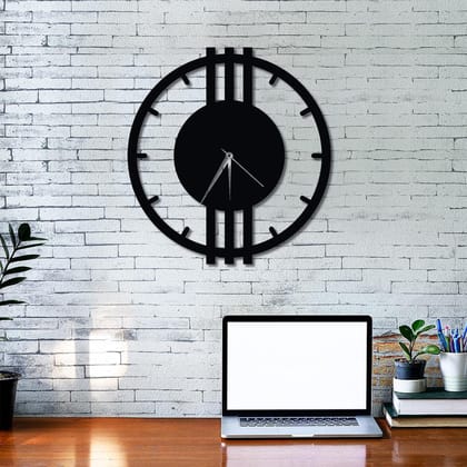 Dbeautify MDF Wooden Analog Design Round Shape Wall Clock for Home and Office in Black Color (Dial Size: 11.5 Inches)