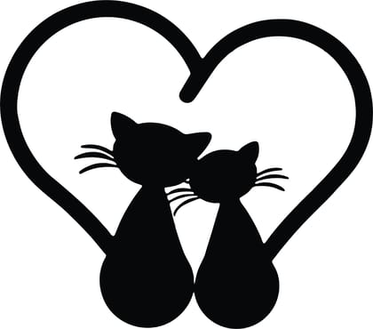 Dbeautify Beautiful Cat and Heart Shape Design MDF Wooden Wall Hanging for Bedroom Decoration in Black Color Size: 10.5x12 Inches