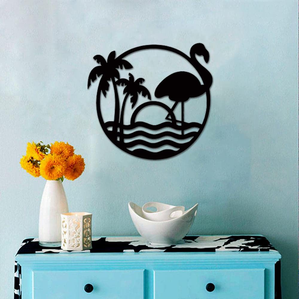 Dbeautify Beautiful Beach Design MDF Wooden Wall Hanging for Home Decoration in Black Color Size: 11.2x12 Inches