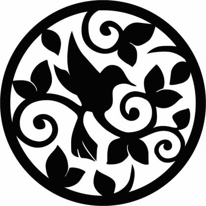 Dbeautify Beautiful Bird Design Round Shape MDF Wooden Wall Hanging for Home & Office Decoration in Black Color Size: 12x12 Inches