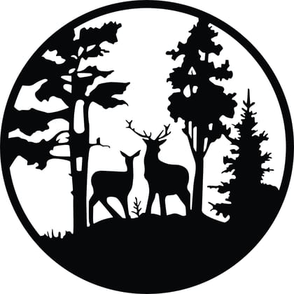 Dbeautify Beautiful Forest Design MDF Wooden Wall Art Hanging for Home & Office Decoration in Black Color Size: 12 Inches