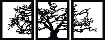 Dbeautify Beautiful Tree Design MDF Wooden Wall Art Hanging for Home & Office Decoration in Black Color Set of 3 Pieces Size: 12 Inches