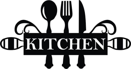 Dbeautify Beautiful Spoon Fork Design MDF Wooden Wall Art Hanging for Kitchen & Restaurant Decoration in Black Color Size: 12 Inches