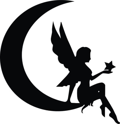 Dbeautify Beautiful Angel Design MDF Wooden Wall Art Hanging for Bedroom Decoration in Black Color Size: 12 Inches