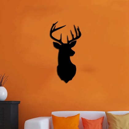 Dbeautify Deer Animal Design MDF Wooden Wall Art Hanging for Living Room Decoration in Black Color Size: 12 Inches