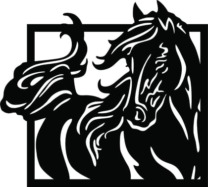 Dbeautify Horse Animal Design MDF Wooden Wall Art Hanging for Home Bedroom Living Room & Office Decoration in Black Color Size: 12 Inches