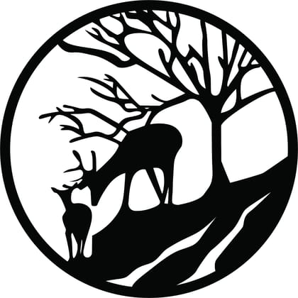 Dbeautify Beautiful Forest Design Round Shape MDF Wooden Wall Art Hanging for Living Room Bedroom & Office Decoration in Black Color Size: 12 Inches