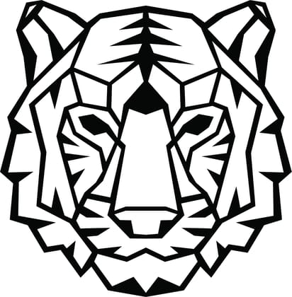 Dbeautify Beautiful Tiger Face Shape MDF Wooden Wall Art Hanging for Living Room Bedroom & Office Decoration in Black Color Size: 12 Inches