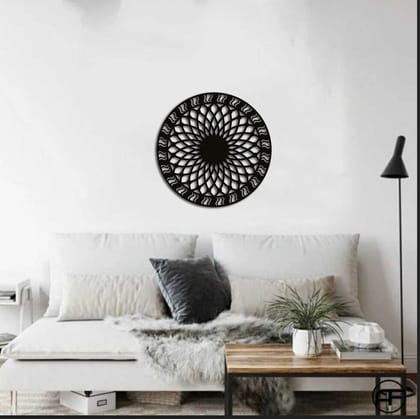 Dbeautify Beautiful Round Shape MDF Wooden Modern Wall Art Hanging for Living Room Bedroom & Office Decoration in Black Color Size 12 Inches