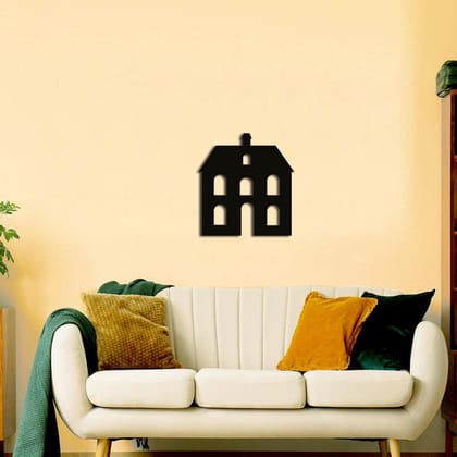 Dbeautify Beautiful Home Shape MDF Wooden Modern Wall Art Hanging for Living Room Bedroom & Office Decoration in Black Color Size 12 Inches