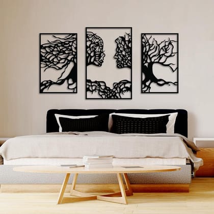Dbeautify Modern Art Unique Design MDF Wooden Wall Hanging for Home & Office in Black Color (Size: 12x7 Inches)