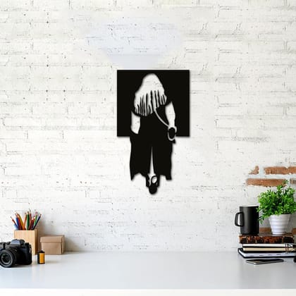 Dbeautify Modern Art Design MDF Wooden Modern Wall Art Hanging for Bedroom Decoration in Black Color Size 12 Inches