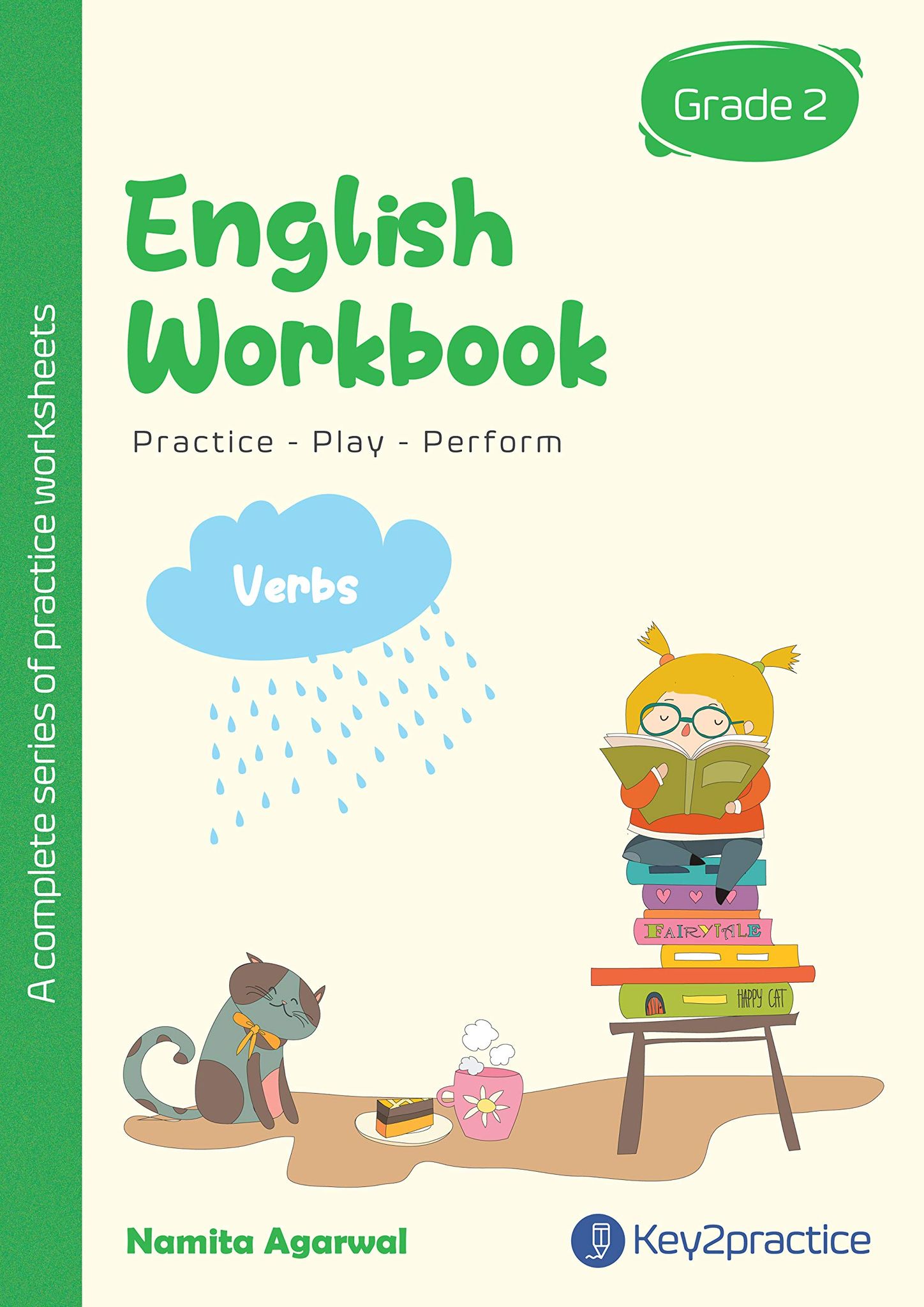 Key2practice Class 2 English Grammar Workbook | Topic - Verbs | 48 Colourful Practice Worksheets with Answers | Designed by IITians