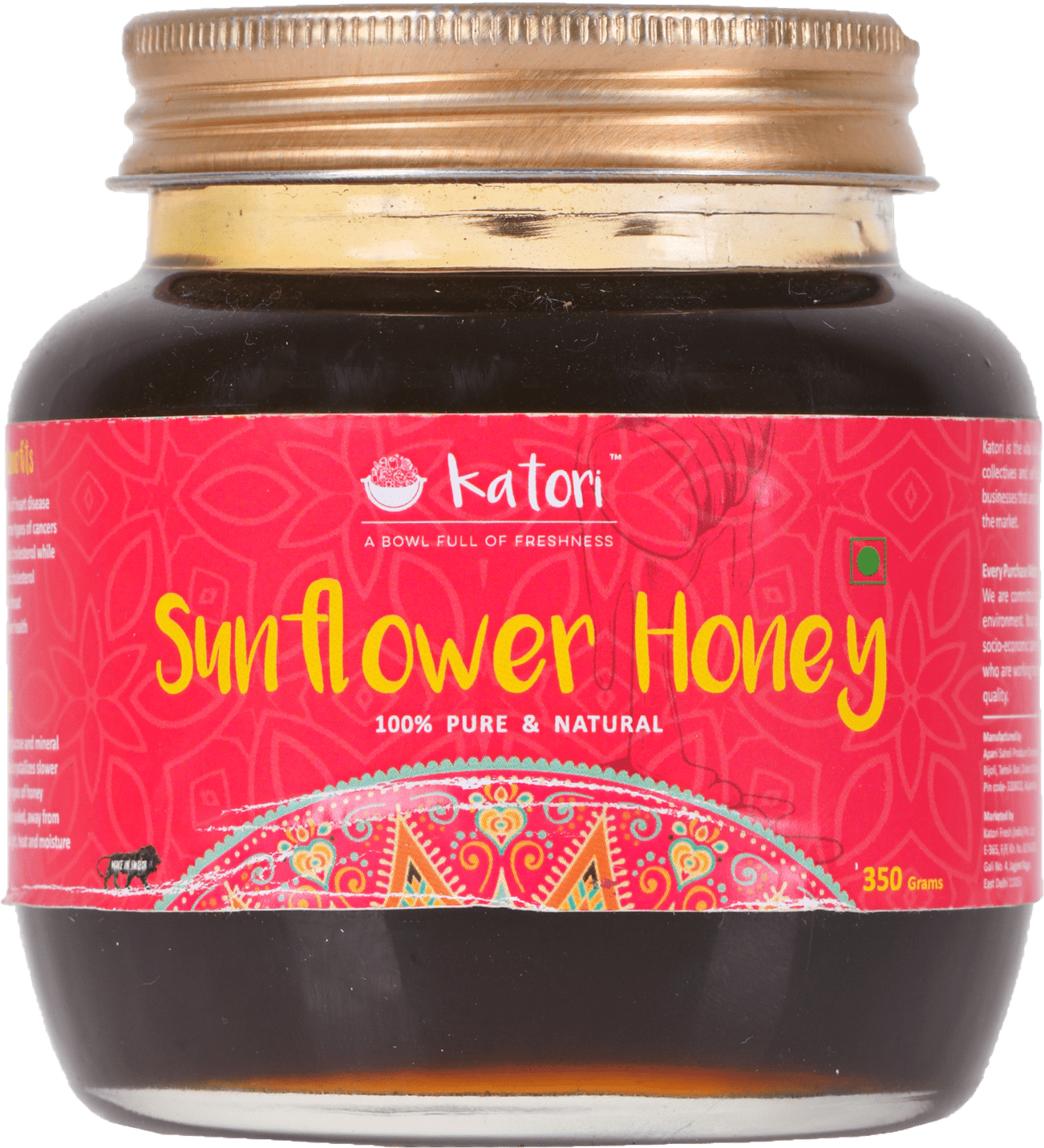 Katori Sunflower Honey Glass Bottle (350ml)