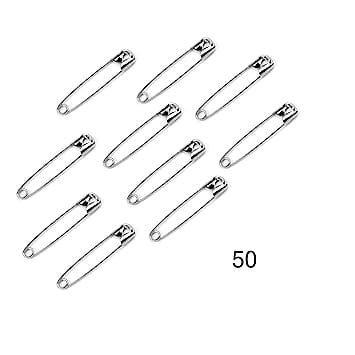 TOTAL SOLUTION Extra Large Safety Pins Size Rust-Resistant Plated Steel Set (Pack of 50 Pcs, Safety Pins)