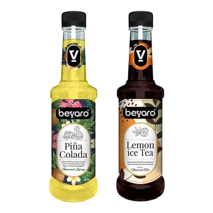 BEVARO Lemon Ice Tea Syrup and Pina Colada Syrup Combo, 300ml each Lemon Ice Tea + Pina Colada  (600 ml, Pack of 2)